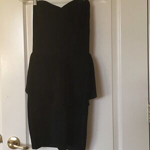 Strapless Black Leather Sheath Dress - Size S